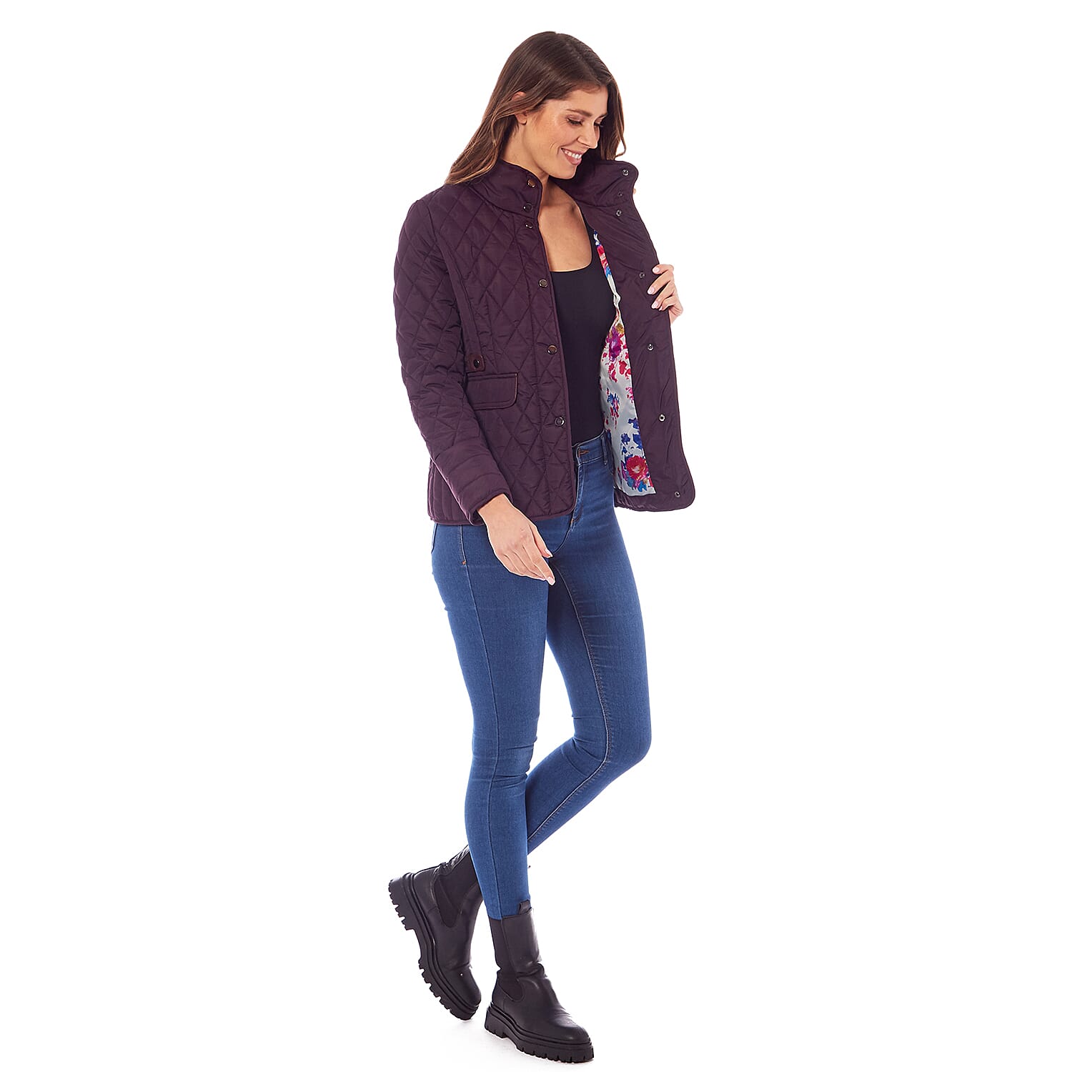 Charlotte West Autumn Winter GREENWICH Quilted Jacket  (Size 14) - Plum