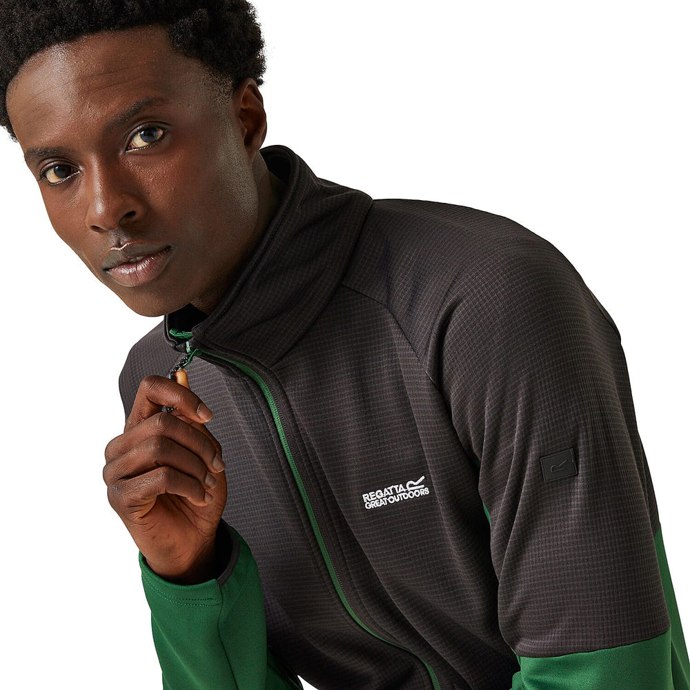 REGATTA Mens Highton Winter Full Zip Colourblock Fleece (Size L) - Eden & Black