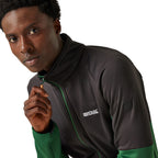 REGATTA Mens Highton Winter Full Zip Colourblock Fleece (Size L) - Eden & Black