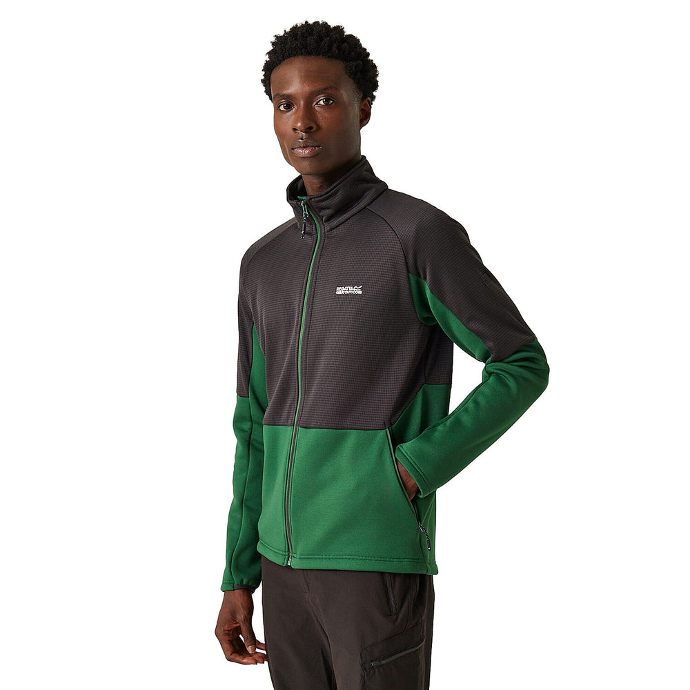 REGATTA Mens Highton Winter Full Zip Colourblock Fleece (Size L) - Eden & Black