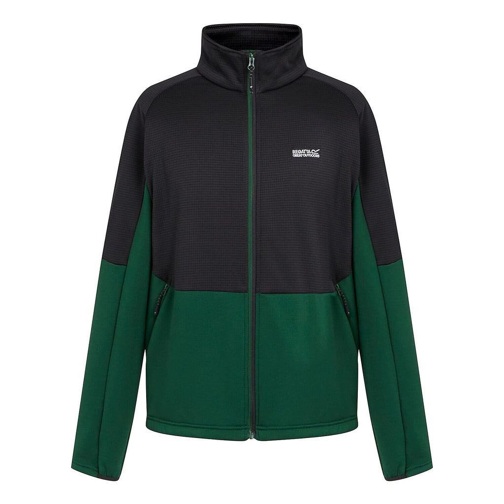 REGATTA Mens Highton Winter Full Zip Colourblock Fleece (Size L) - Eden & Black