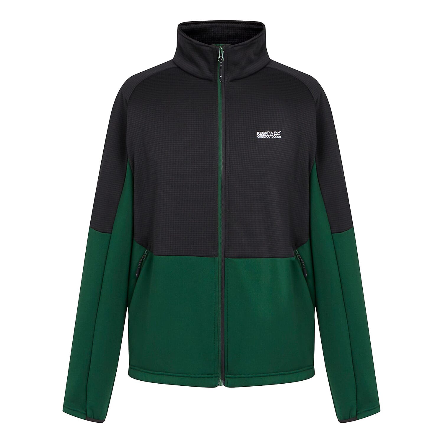 REGATTA Mens Highton Winter Full Zip Colourblock Fleece (Size L) - Eden & Black