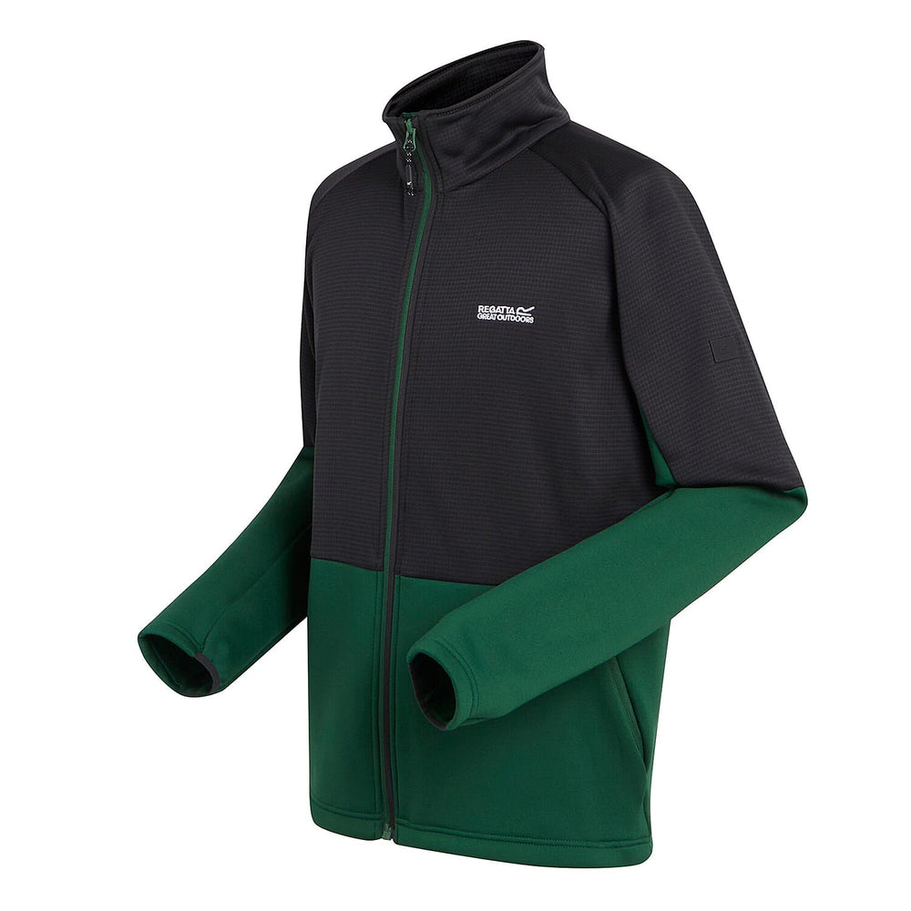 REGATTA Mens Highton Winter Full Zip Colourblock Fleece (Size L) - Eden & Black