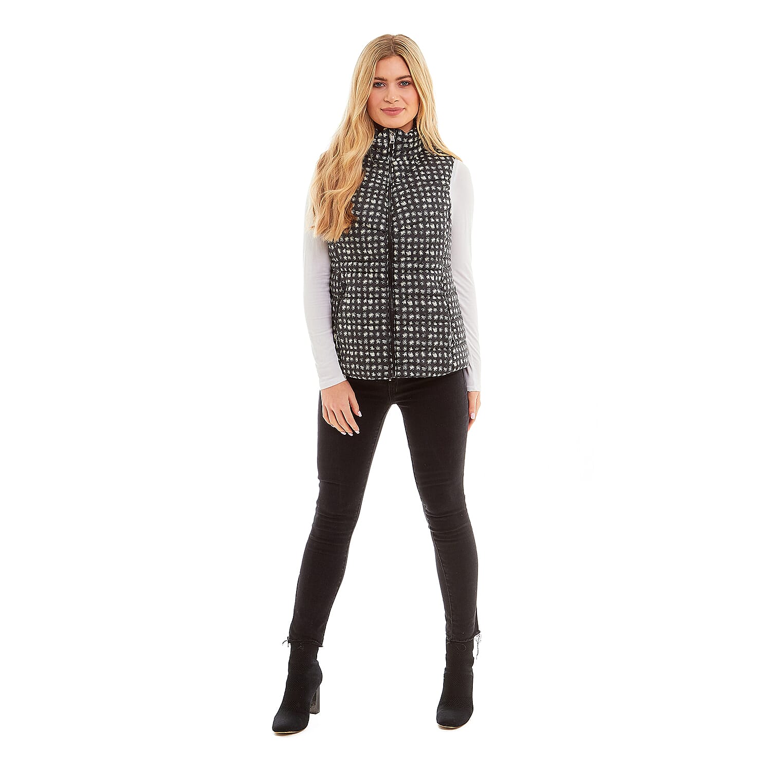 Polyester Knitted Gilet  - Black White