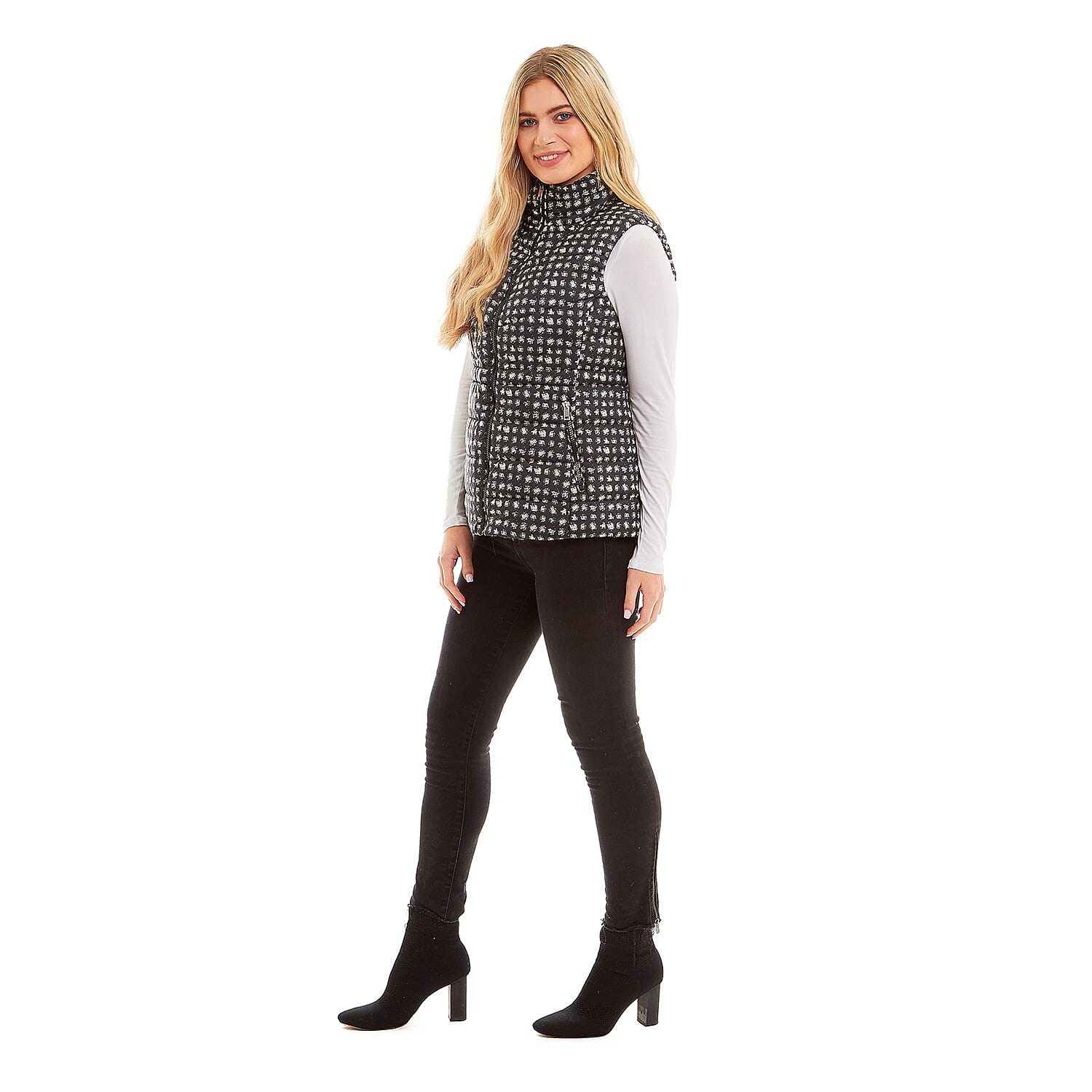 Polyester Knitted Gilet  - Black White