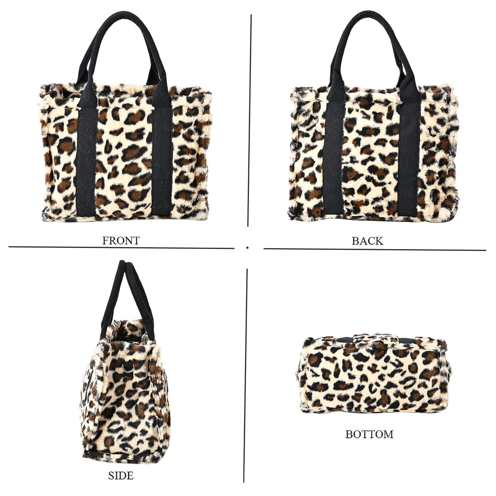 Leopard Print Crossbody Bag with Exterior Zipped Pocket - Shoulder Strap - Beige