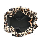 Leopard Print Crossbody Bag with Exterior Zipped Pocket - Shoulder Strap - Beige