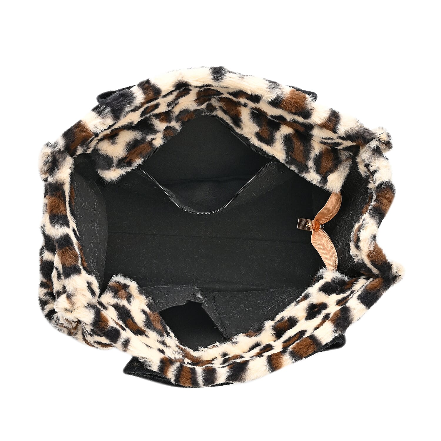 Leopard Print Crossbody Bag with Exterior Zipped Pocket - Shoulder Strap - Beige