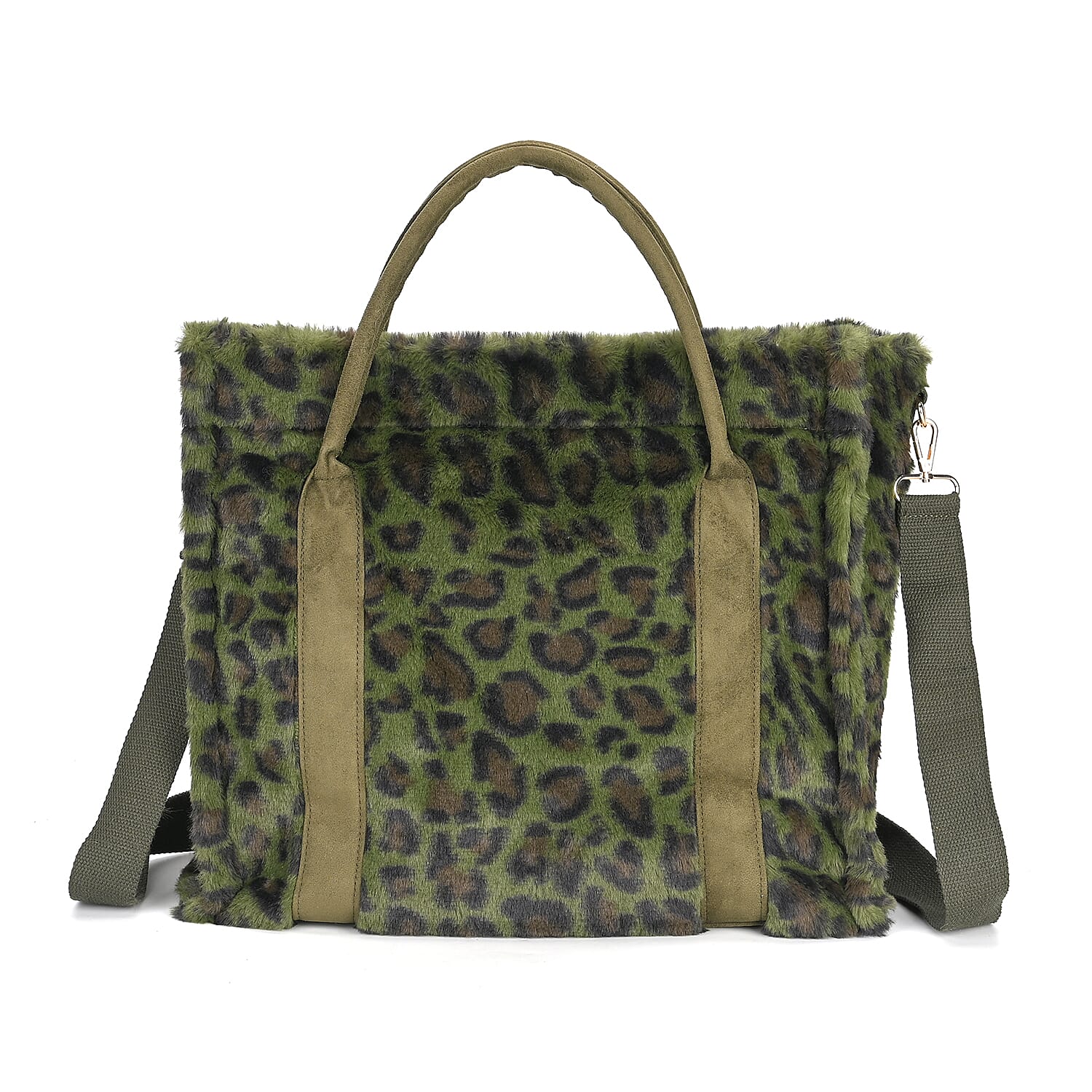 Polyester Leopard Tote Bag (Size 40x13x32 cm) - Green & Green