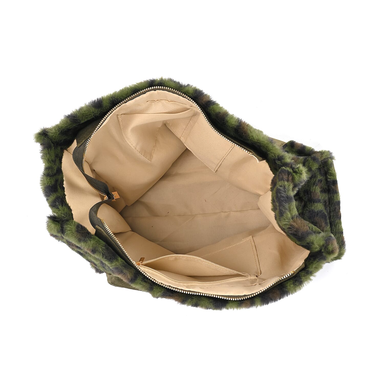 Polyester Leopard Tote Bag (Size 40x13x32 cm) - Green & Green