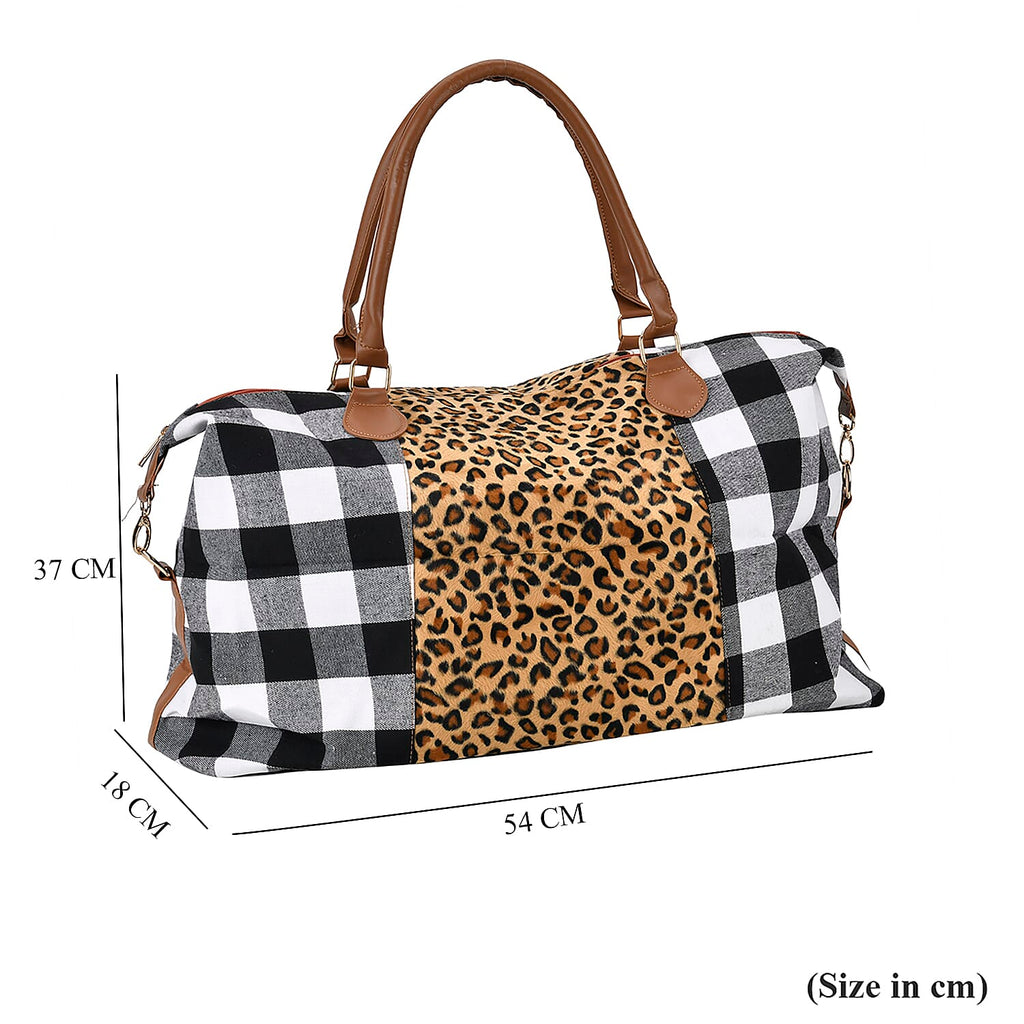 Leopard Travel Bag (Size 50x16x34 cm) - Brown and White