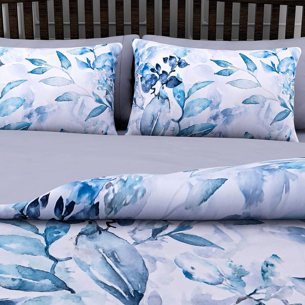 Polyester Microfiber Leaf Comforter and Duvet (Size 200x1 cm) - Blue & Blue