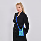 Patterned Crossbody Bag with Handle Drop - Blue & Green