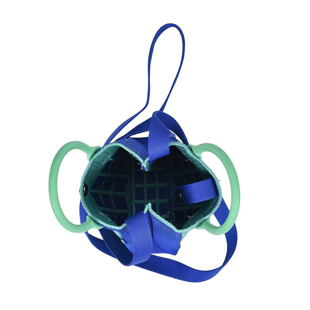Patterned Crossbody Bag with Handle Drop - Blue & Green