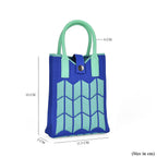 Patterned Crossbody Bag with Handle Drop - Blue & Green