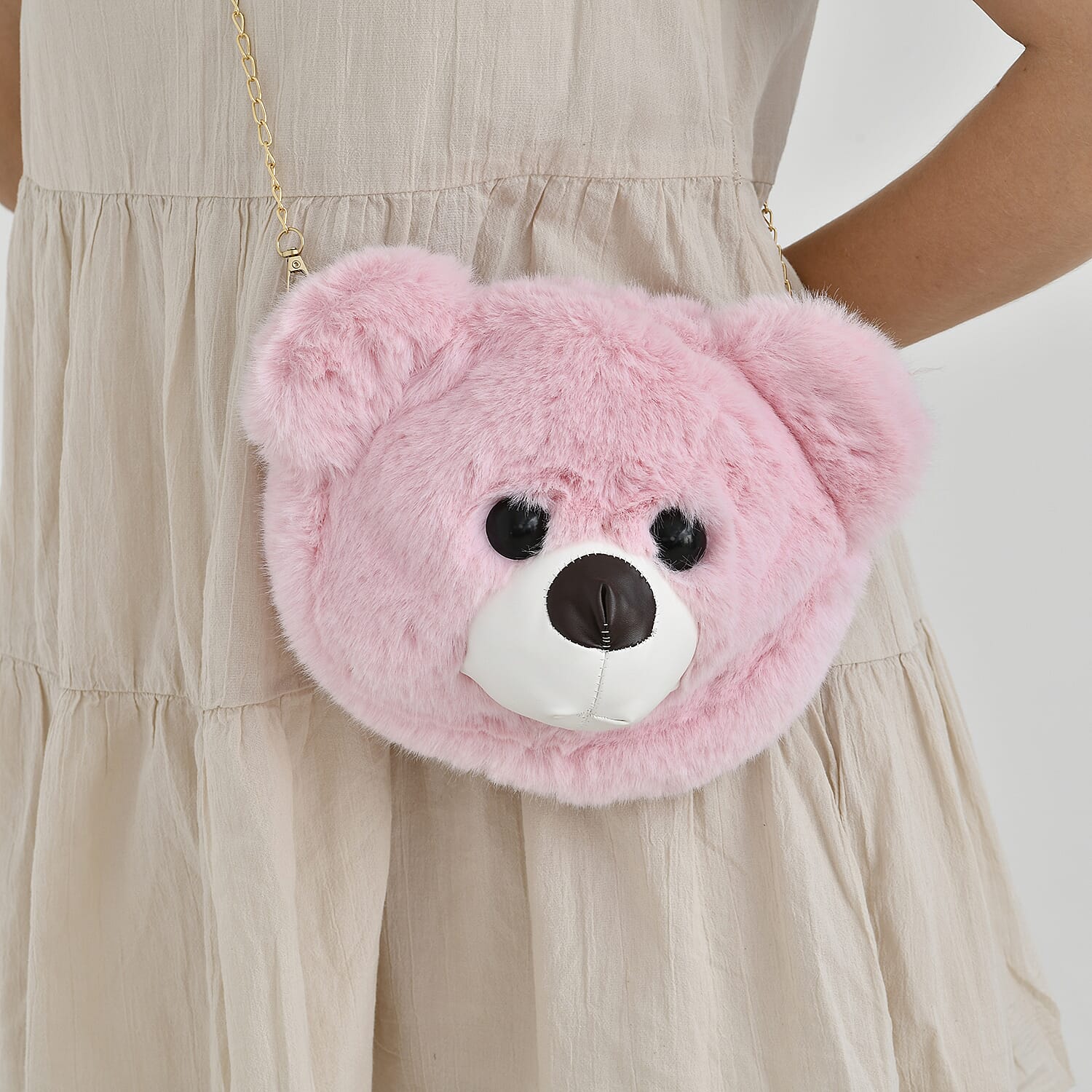 Cute Teddy Plush Crossbody Bag - Pink