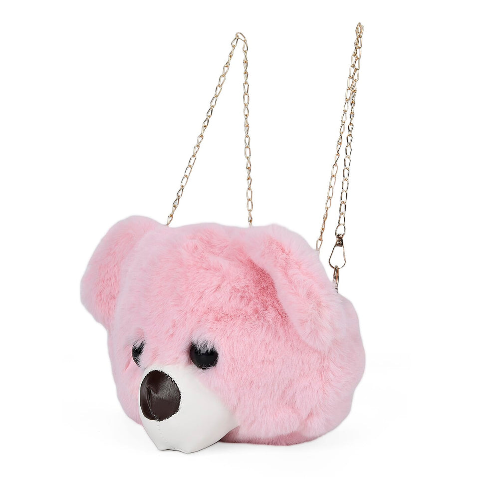 Cute Teddy Plush Crossbody Bag - Pink