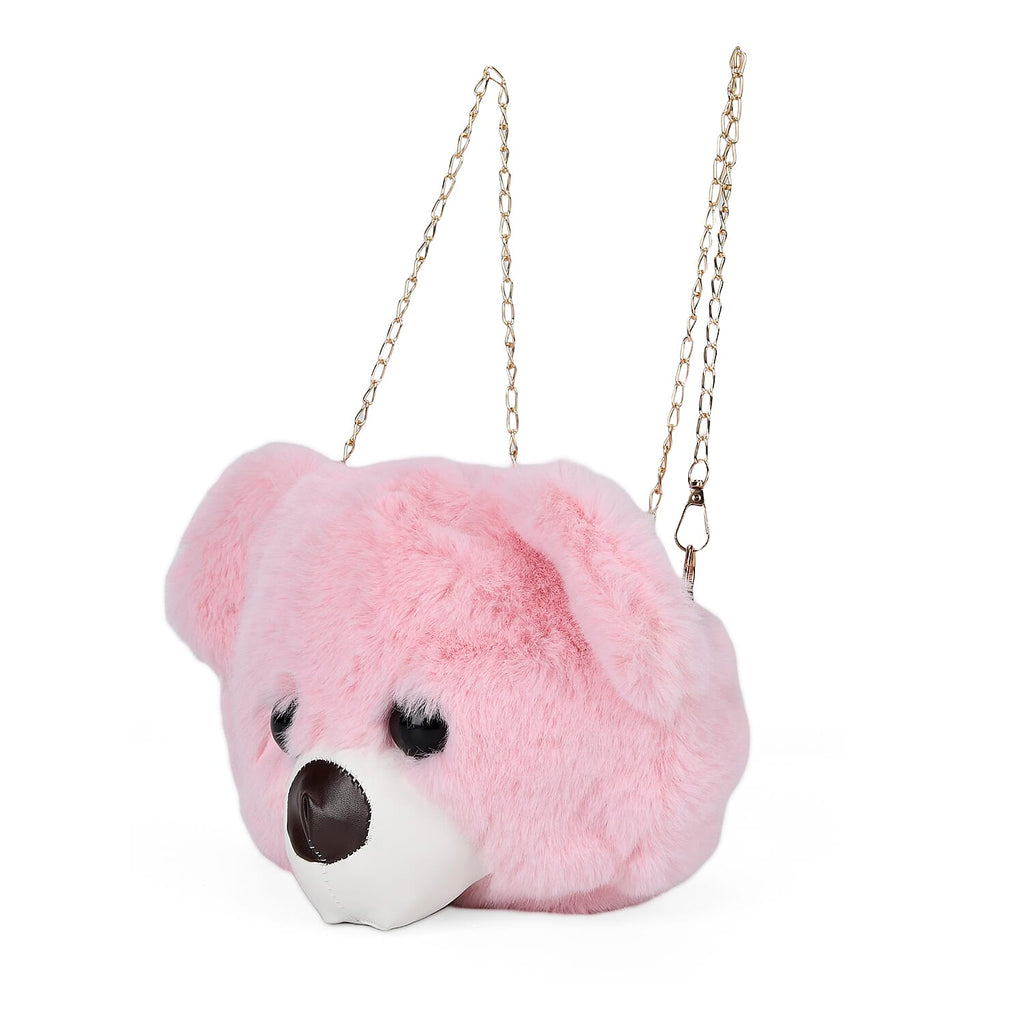 Cute Teddy Plush Crossbody Bag - Pink