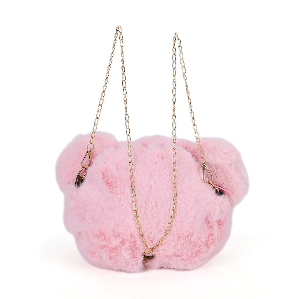 Cute Teddy Plush Crossbody Bag - Pink