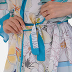 Closeout Deal Printed Long Kimono (One Size,8-18) - Marine Green