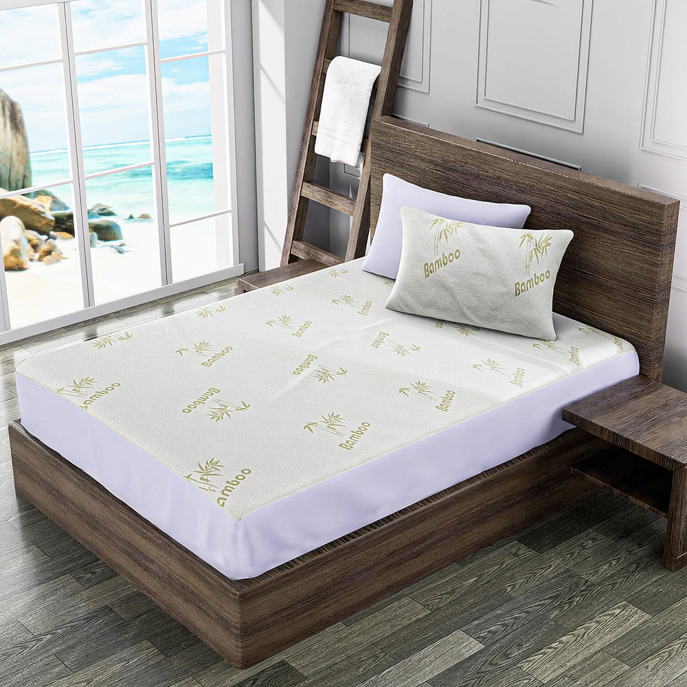 Bamboo Jacquard Waterproof Pillow Protector (Size 75x50cm) - White