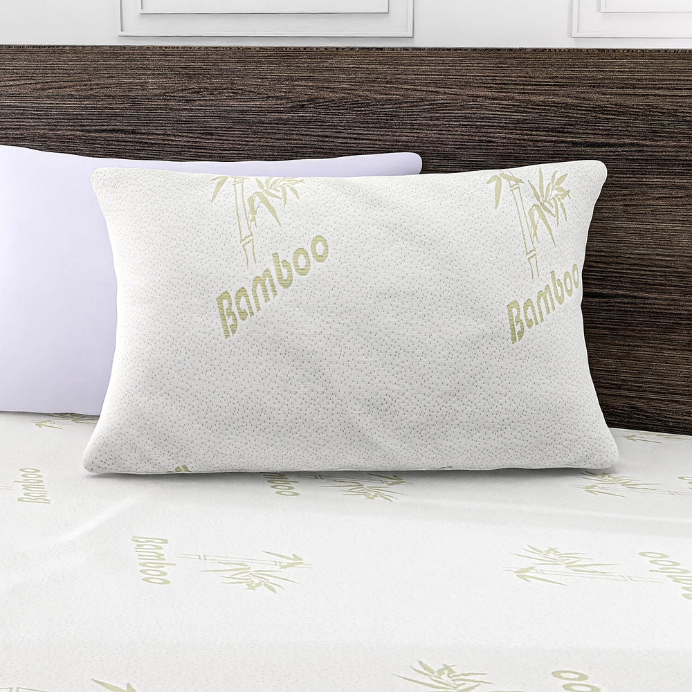 Bamboo Jacquard Waterproof Pillow Protector (Size 75x50cm) - White