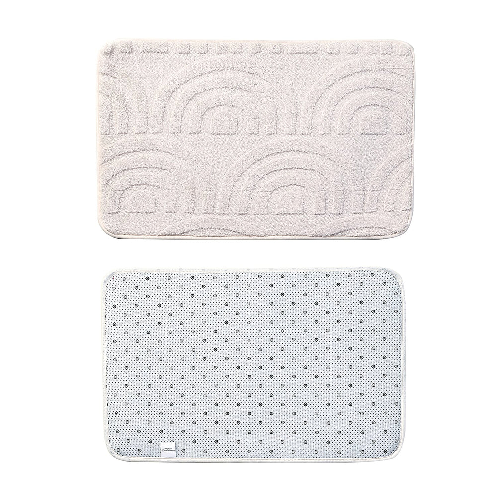 Polyester Patterned Rug and Door Mat (Size 80x1 cm) - Cream & Dark Grey