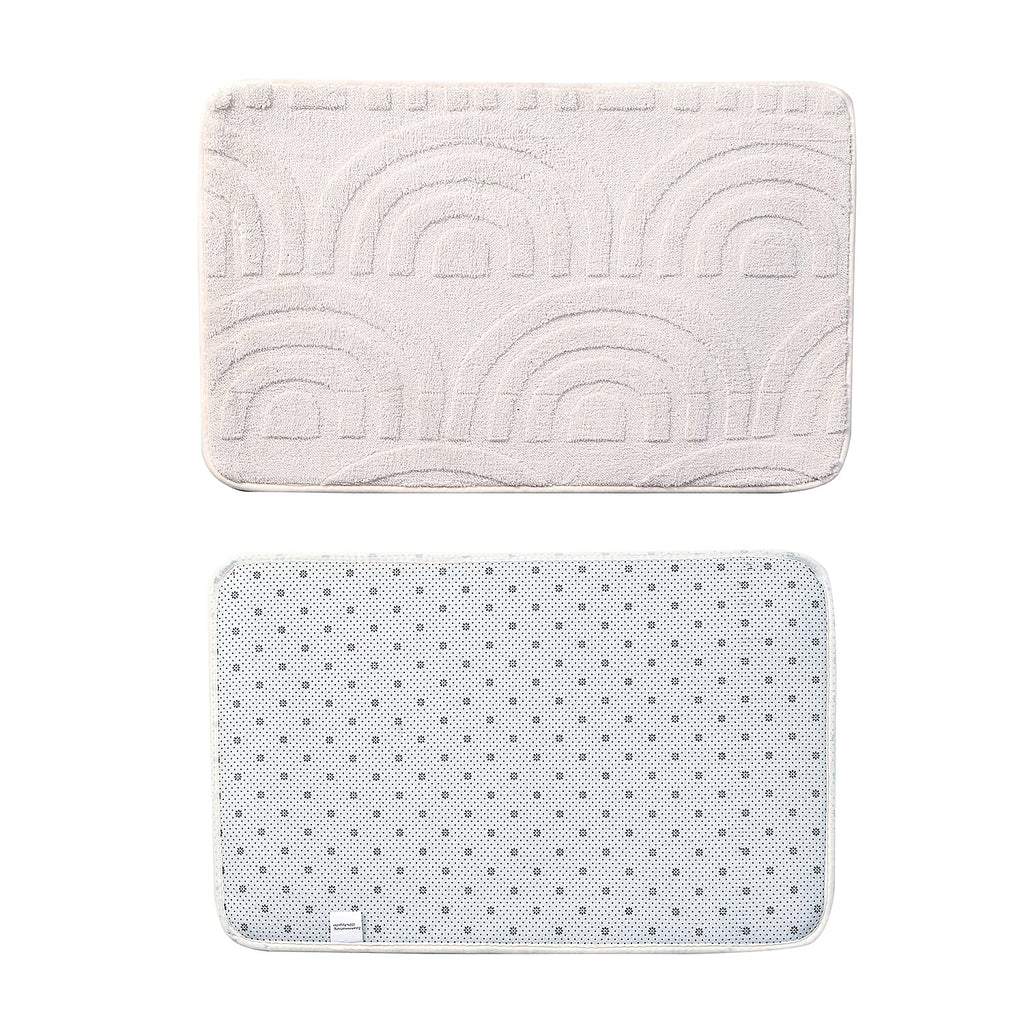 Polyester Patterned Rug and Door Mat (Size 80x1 cm) - Cream & Dark Grey
