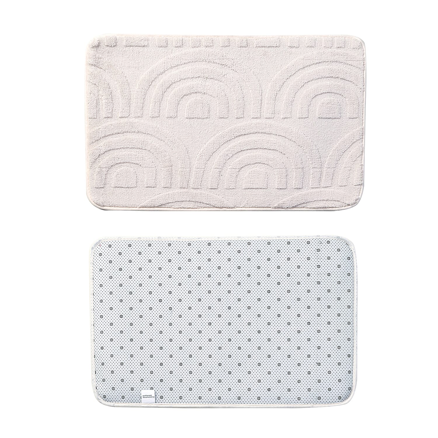 Polyester Patterned Rug and Door Mat (Size 80x1 cm) - Cream & Dark Grey