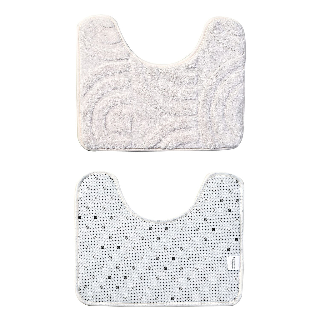 Polyester Patterned Rug and Door Mat (Size 80x1 cm) - Cream & Dark Grey