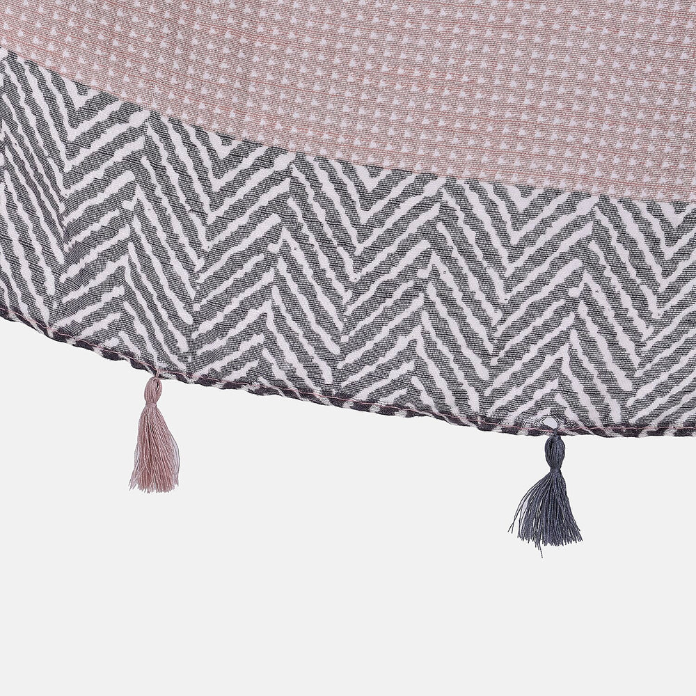 Designer Fringed Long Scarf (Size 180x1 cm) - Pink & Pink