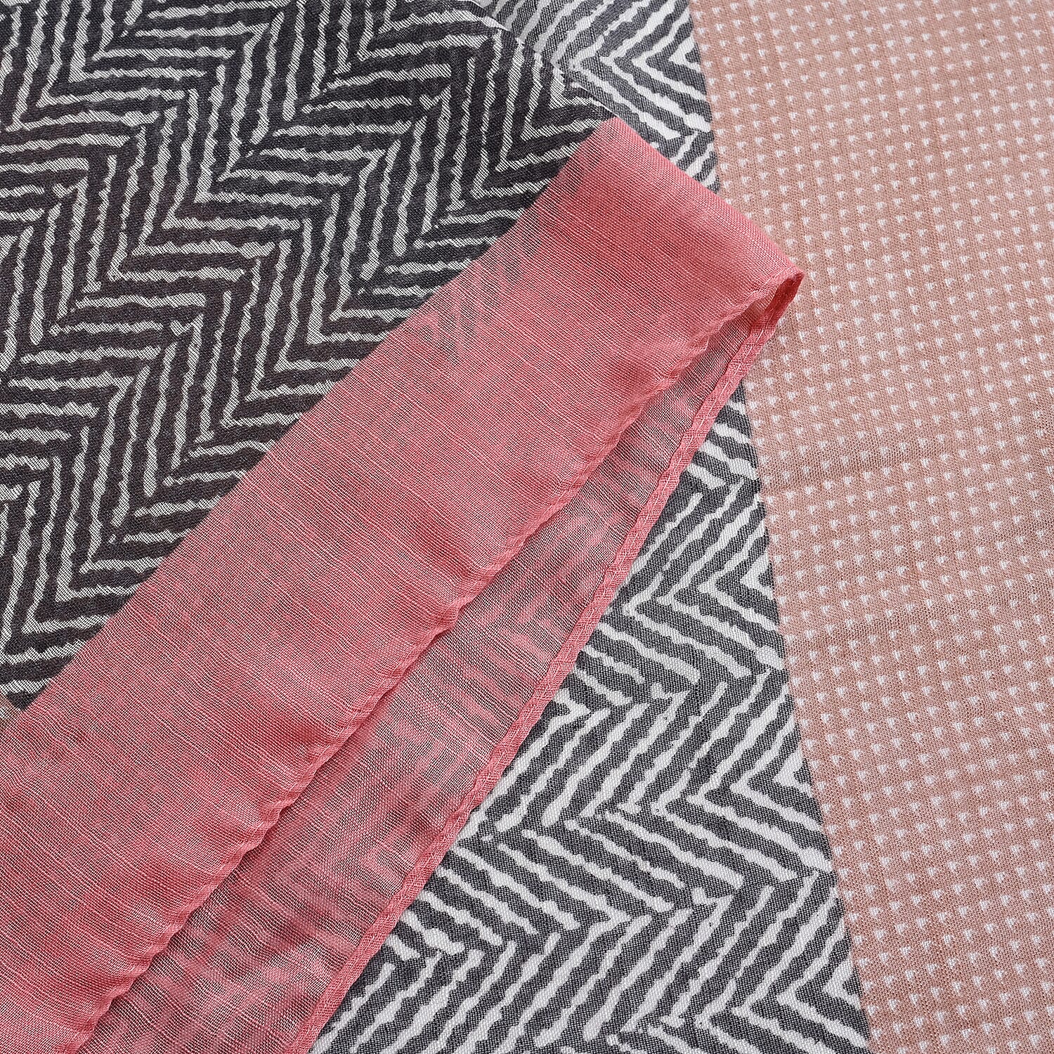 Designer Fringed Long Scarf (Size 180x1 cm) - Pink & Pink