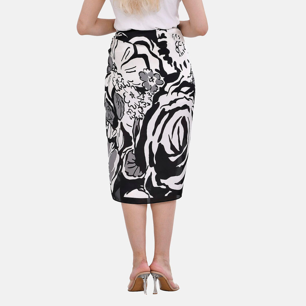 Printed Pattern Long Scarf (Size 180x80 cm) - Black & White