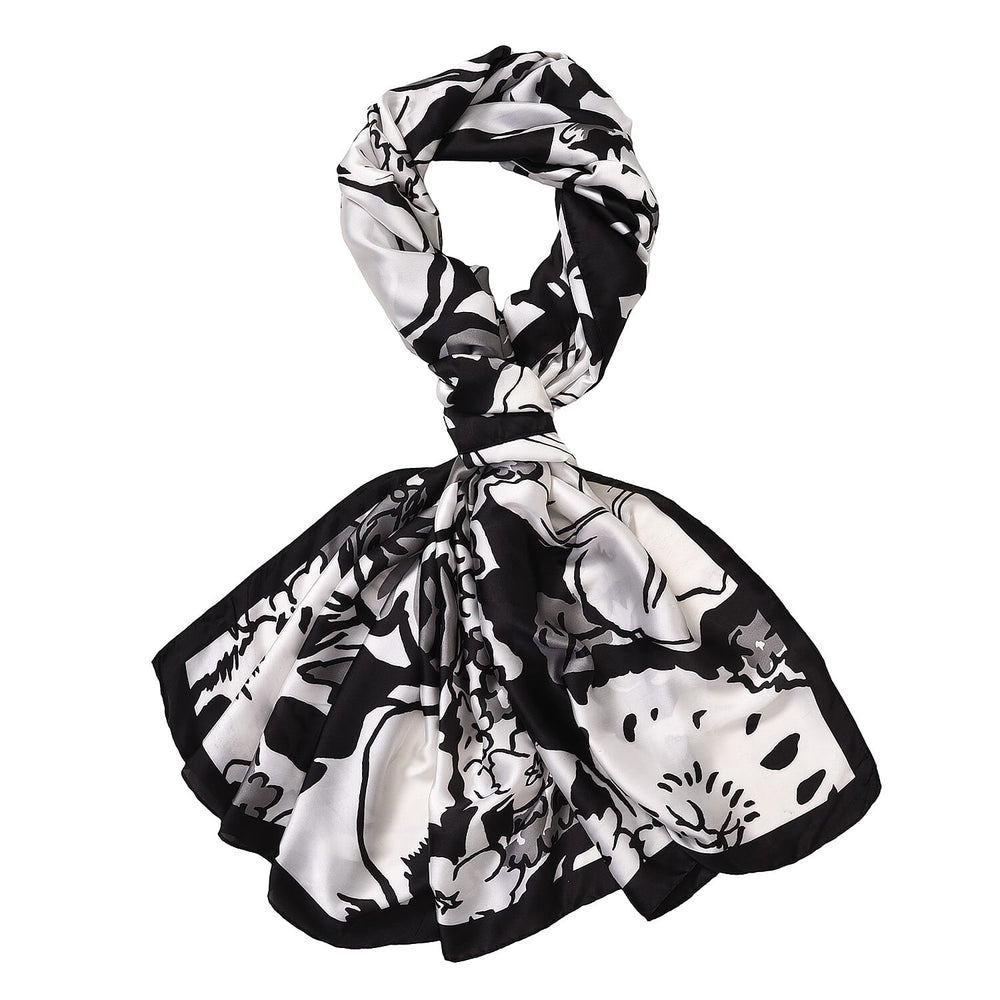 Printed Pattern Long Scarf (Size 180x80 cm) - Black & White