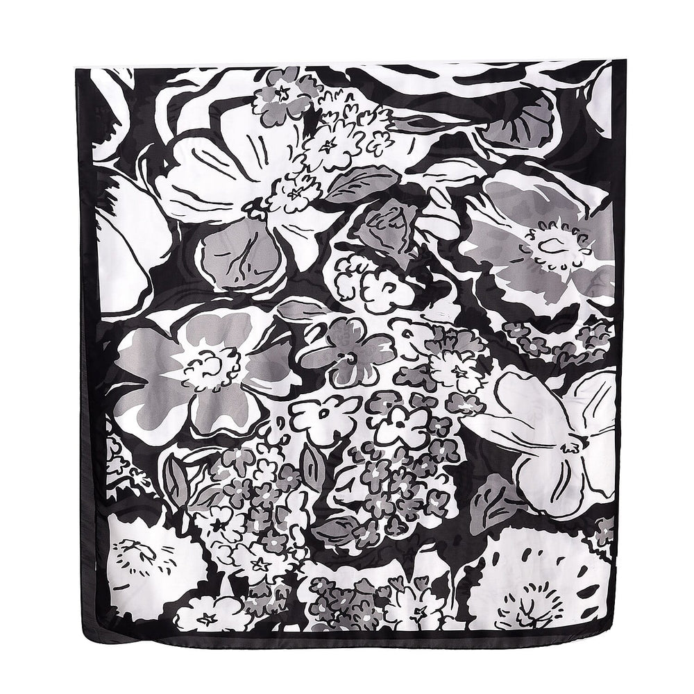 Printed Pattern Long Scarf (Size 180x80 cm) - Black & White