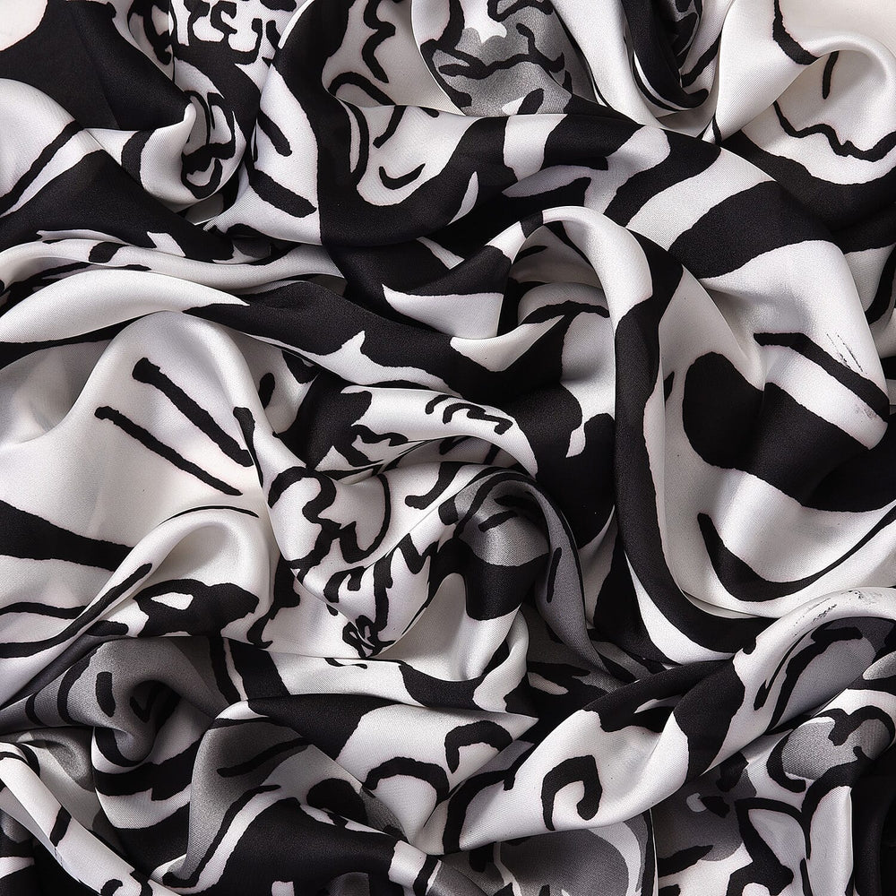 Printed Pattern Long Scarf (Size 180x80 cm) - Black & White