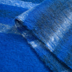 Cozy Checkered Scarf with Fringes - Blue
