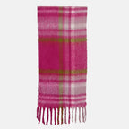 Cozy Checkered Winter Scarf with Fringes - Purple