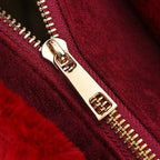 Fluffy Faux Fur Tote Bagg (Size 40x13x32 cm) - Burgundy
