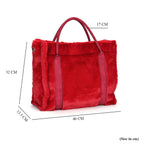 Fluffy Faux Fur Tote Bagg (Size 40x13x32 cm) - Burgundy