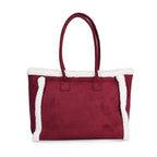 Winter Fashion Closeout - Faux Fur Plush LARGE Tote Bag - Burgundy