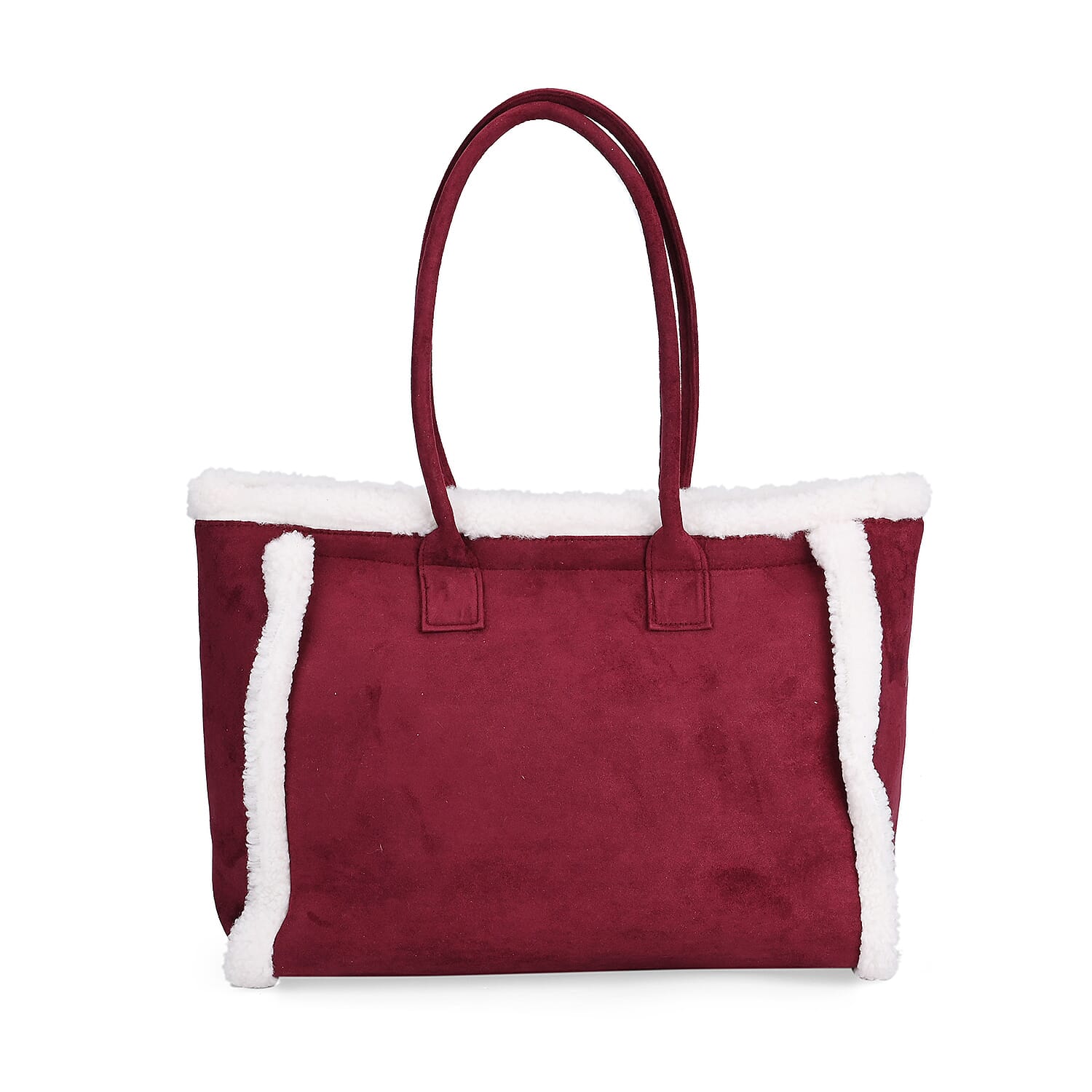 Winter Fashion Closeout - Faux Fur Plush LARGE Tote Bag - Burgundy