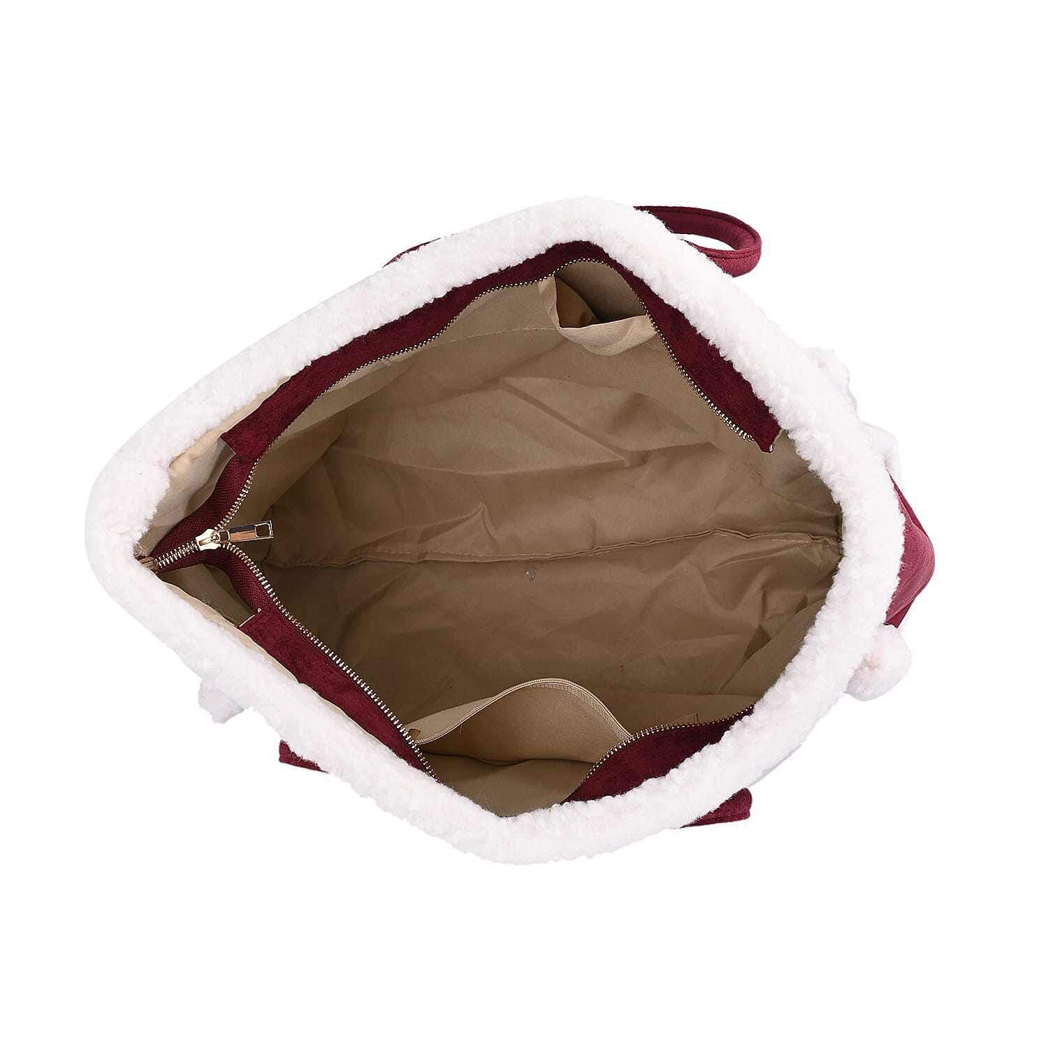 Winter Fashion Closeout - Faux Fur Plush LARGE Tote Bag - Burgundy