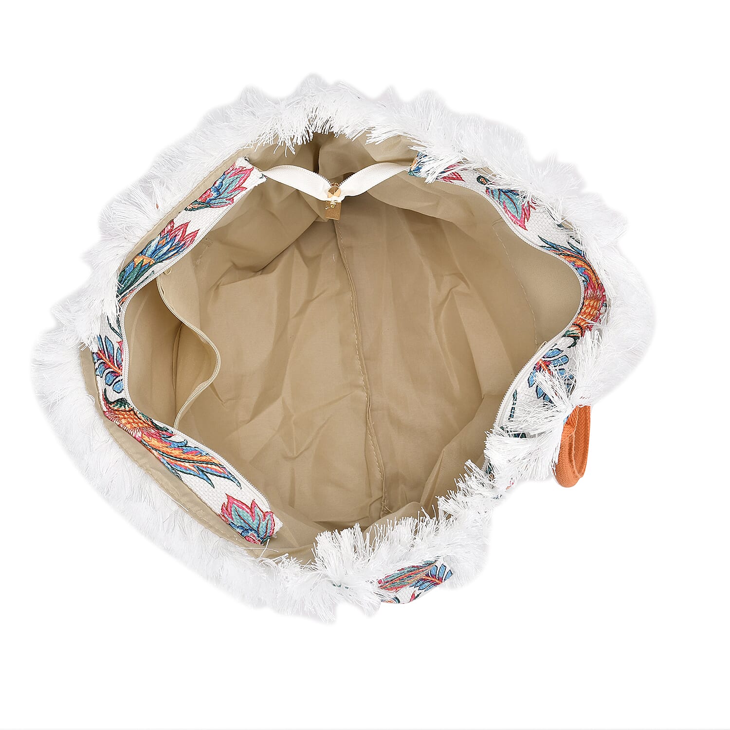 Floral Pattern Tote Bag with Handle Drop - Orange