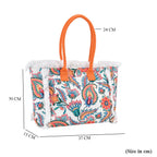 Floral Pattern Tote Bag with Handle Drop - Orange