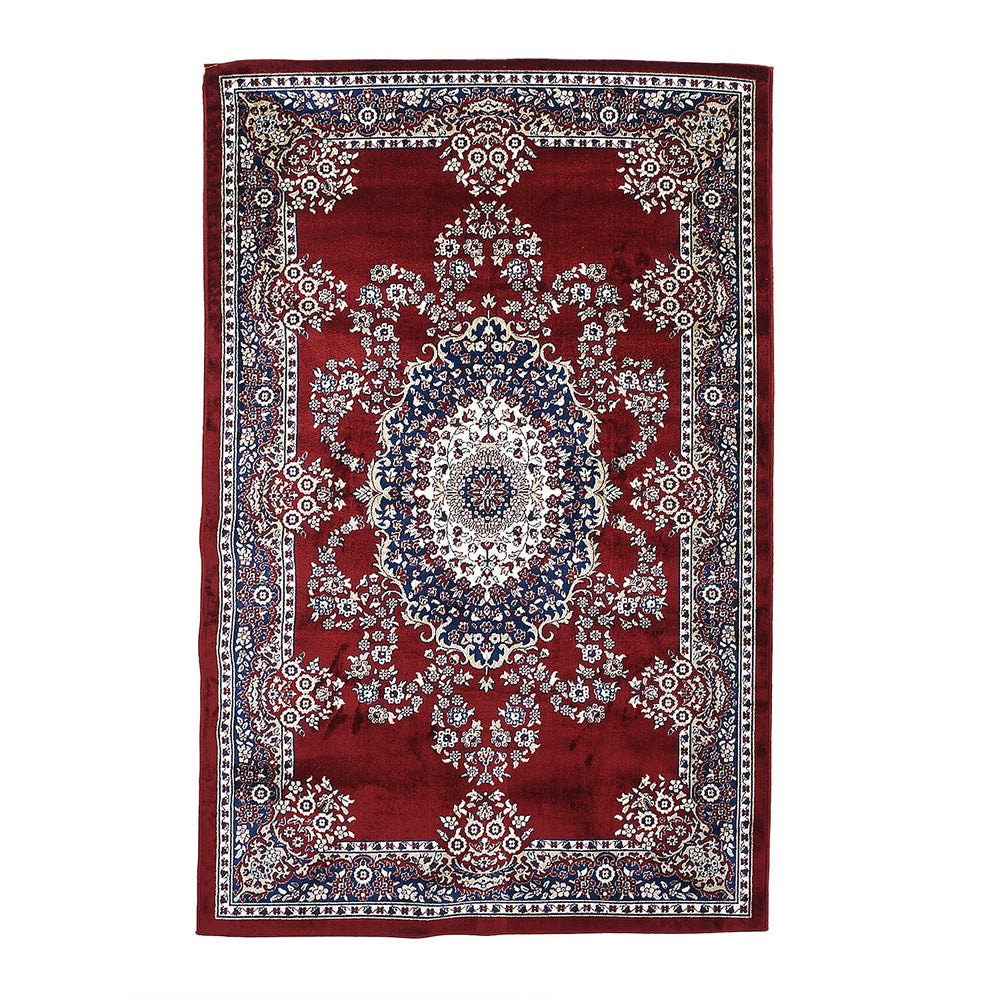 Polyester Printed Rug and Door Mat (Size 120x1 cm) - Red & Mint