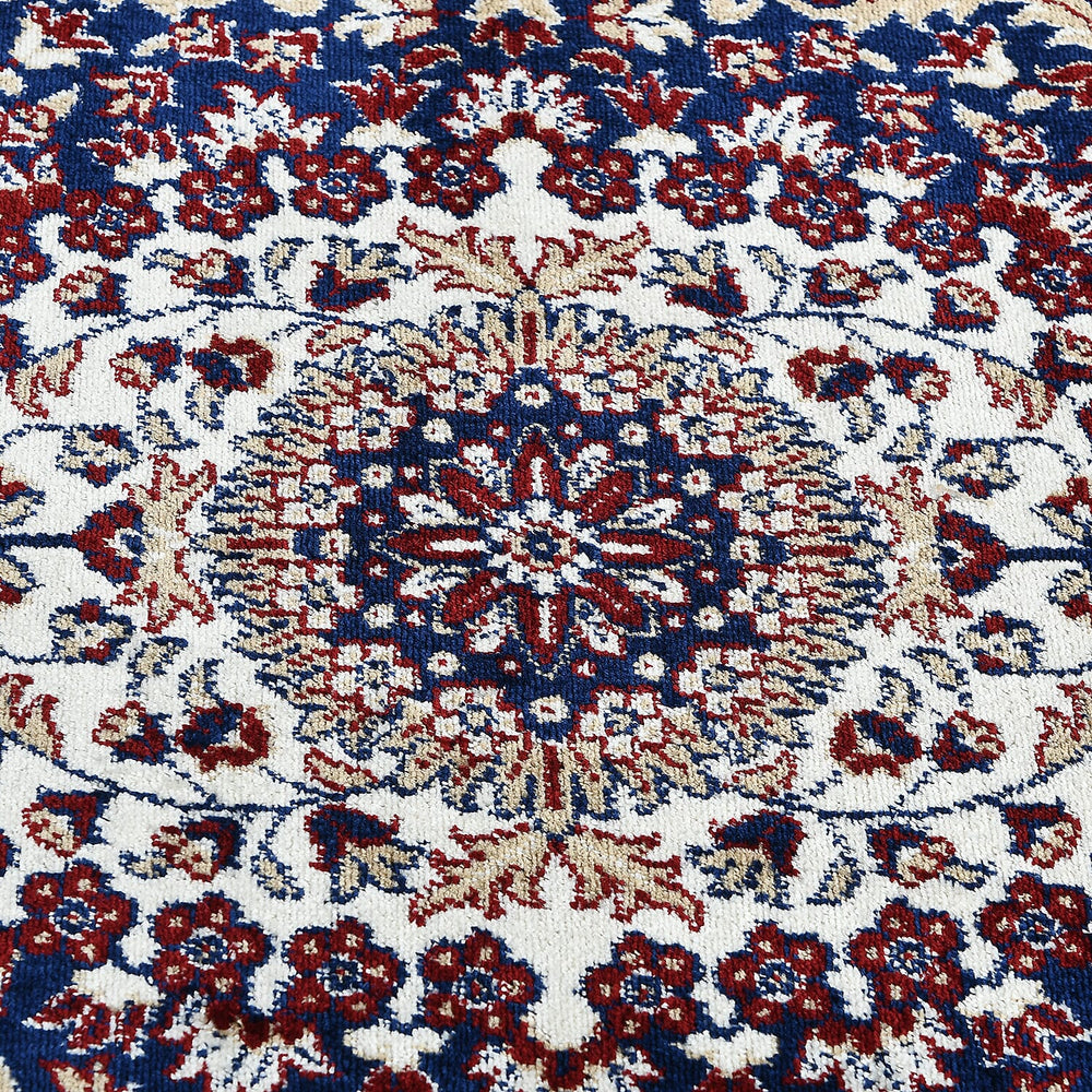 Polyester Printed Rug and Door Mat (Size 120x1 cm) - Red & Mint