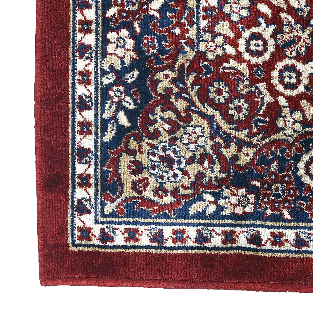 Polyester Printed Rug and Door Mat (Size 120x1 cm) - Red & Mint