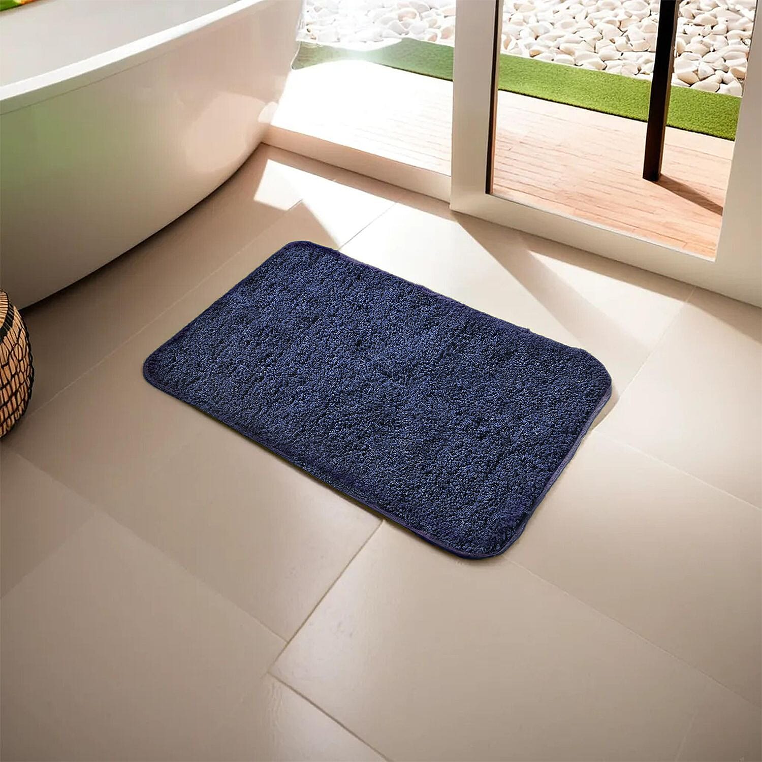 Set of 2 Luxury Microbath Mat with TPR Back - 1400 GSM  (Size 40x60 cm) - Navy