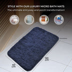 Set of 2 Luxury Microbath Mat with TPR Back - 1400 GSM  (Size 40x60 cm) - Navy